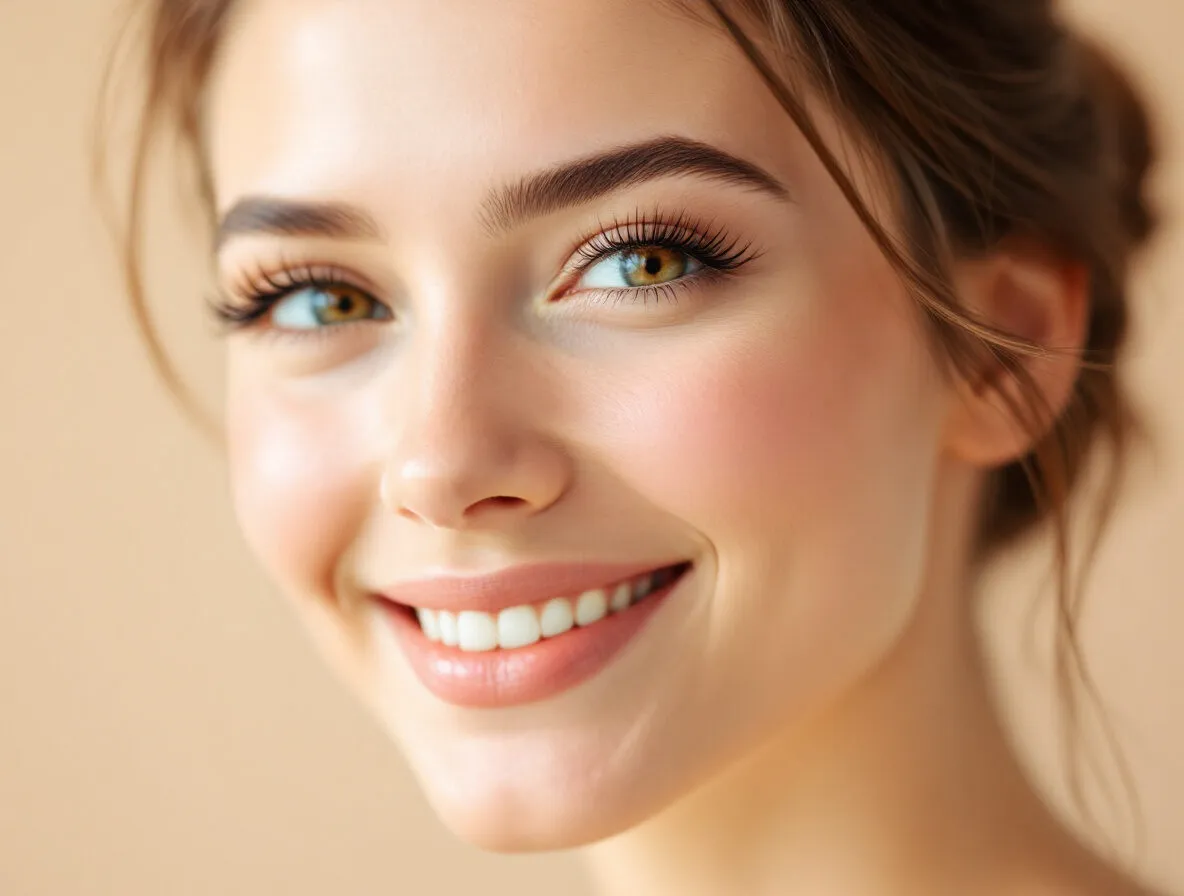 Regard souriant aux cils foncés et définis